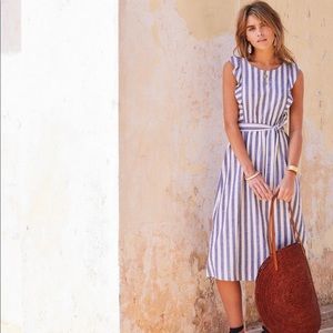 Sezane Hava dress in ecru/blue stripes, size 38